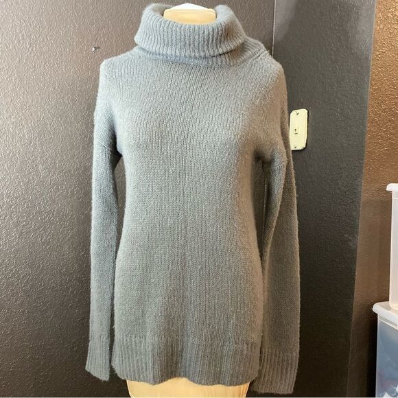 NEW Scotland super soft cashmere silk Grey Turtle cowl neck tunic‎ sweater - Picture 5 of 5